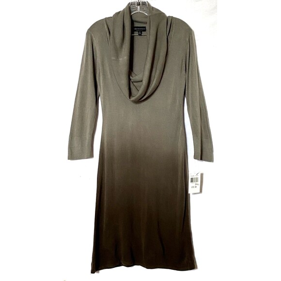 Connected Apparel Dresses & Skirts - Connected Apparel Sweater Dress Womens Small Pewter Grayish Brown Ombre Cowl NWT